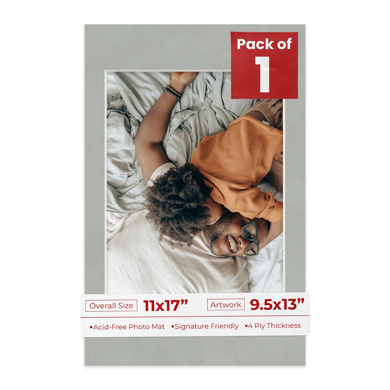 Light Grey Suede Mat Board for 11x17 Frames - Fits 9.5x13 Photos